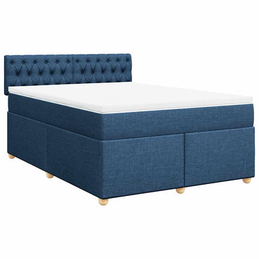 Boxspringbett mit Matratze Blau 140x190 cm Stoff