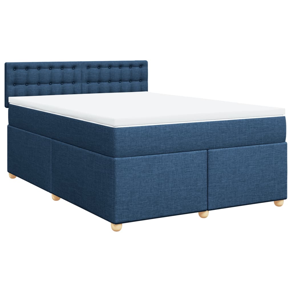 Boxspringbett mit Matratze Blau 140x190 cm Stoff