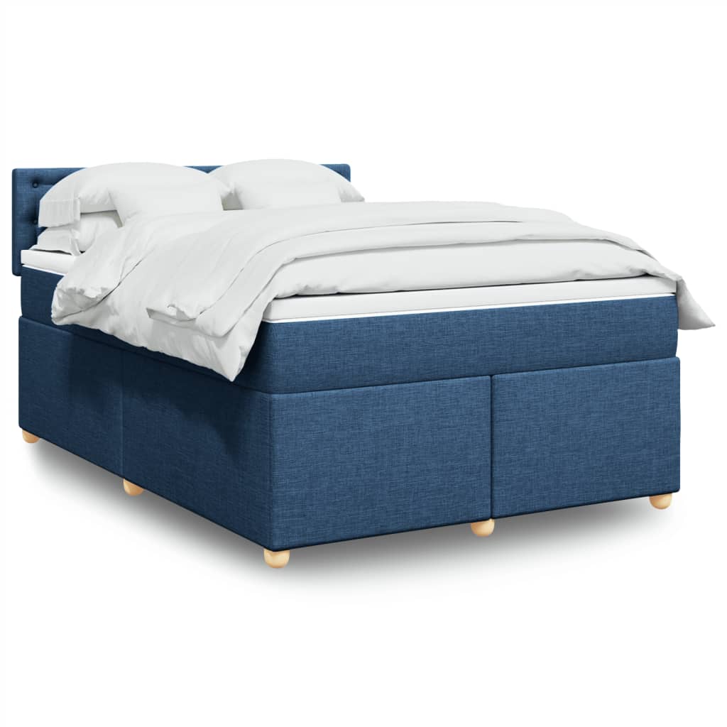 Boxspringbett mit Matratze Blau 140x190 cm Stoff