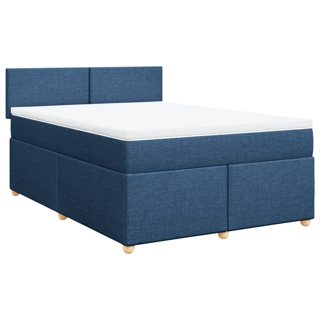 Boxspringbett mit Matratze Blau 140x200 cm Stoff