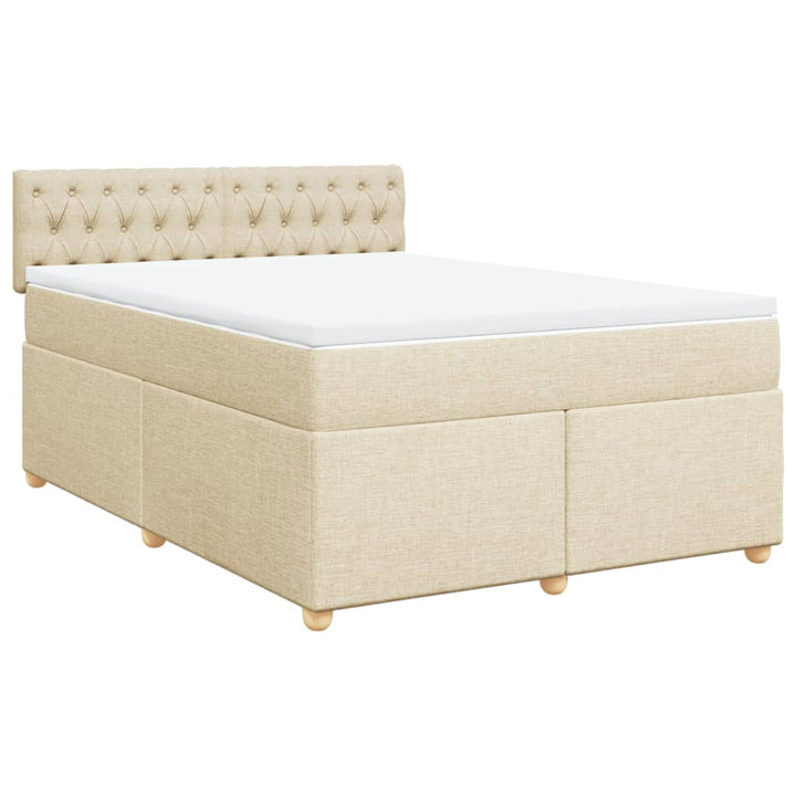 Boxspringbett mit Matratze Creme 160x200 cm Stoff