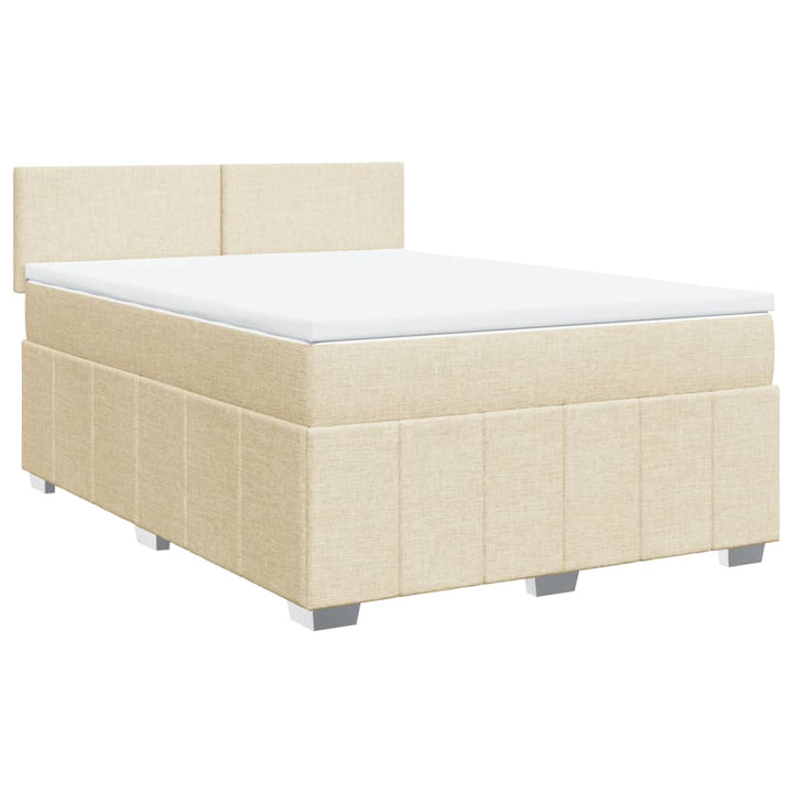 Boxspringbett mit Matratze Creme 140x190 cm Stoff