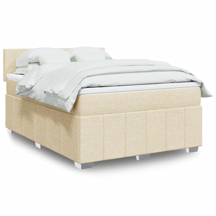 Boxspringbett mit Matratze Creme 140x190 cm Stoff