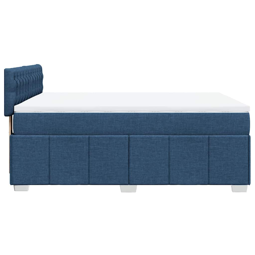 Boxspringbett mit Matratze Blau 140x190 cm Stoff