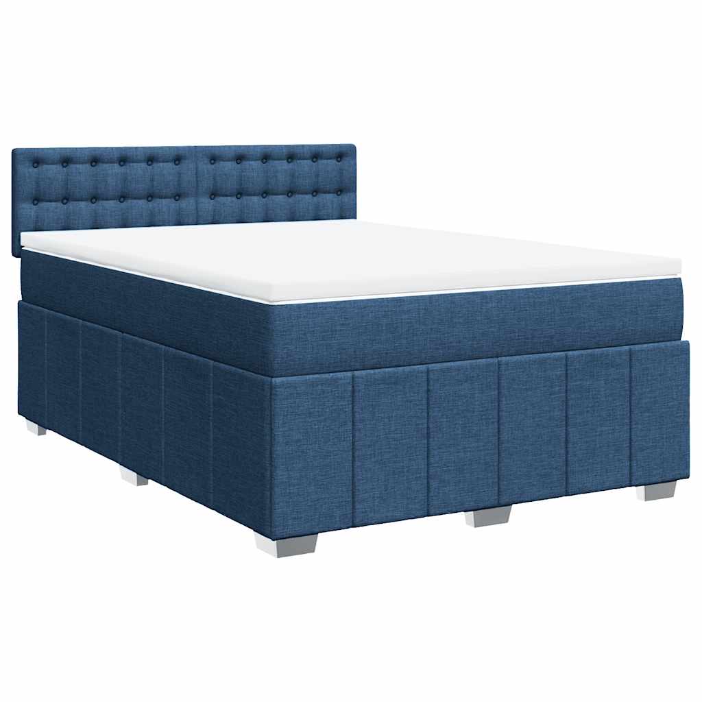 Boxspringbett mit Matratze Blau 140x190 cm Stoff