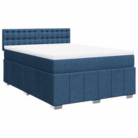 Boxspringbett mit Matratze Blau 140x190 cm Stoff