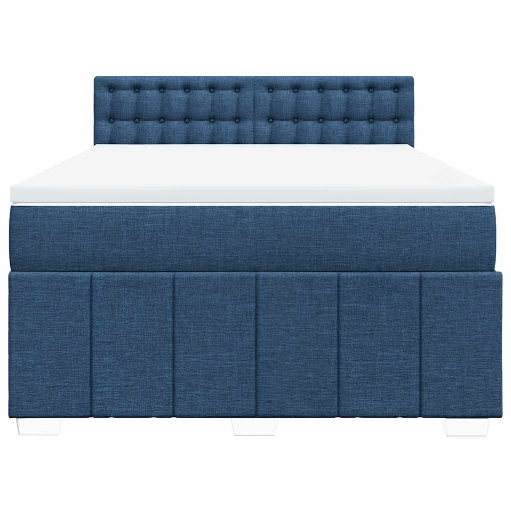 Boxspringbett mit Matratze Blau 140x190 cm Stoff