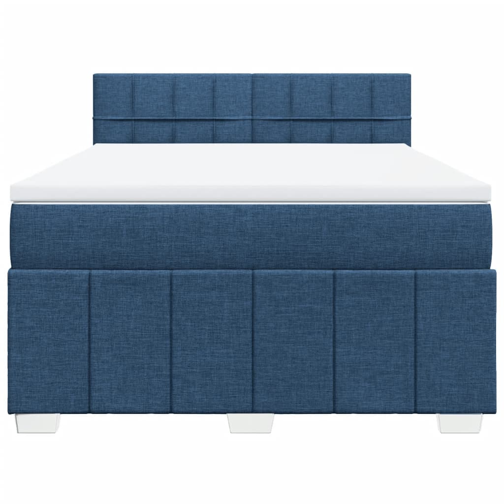 Boxspringbett mit Matratze Blau 160x200 cm Stoff