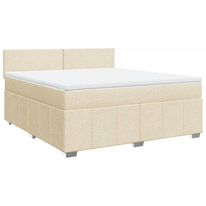 Boxspringbett mit Matratze Creme 180x200 cm Stoff