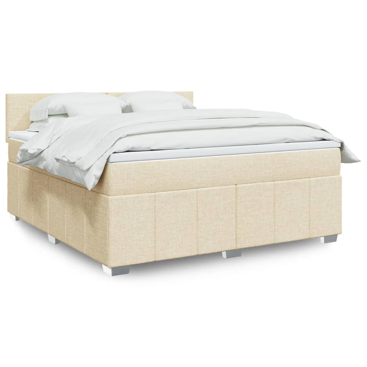 Boxspringbett mit Matratze Creme 180x200 cm Stoff