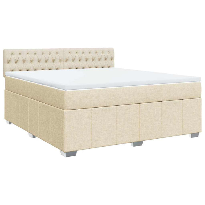 Boxspringbett mit Matratze Creme 180x200 cm Stoff