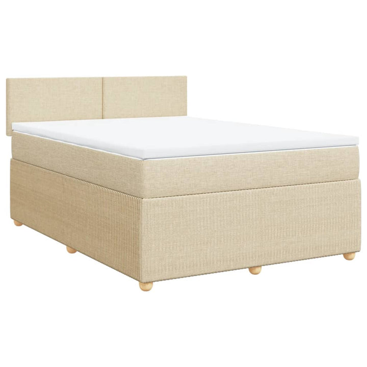 Boxspringbett mit Matratze Creme 140x190 cm Stoff