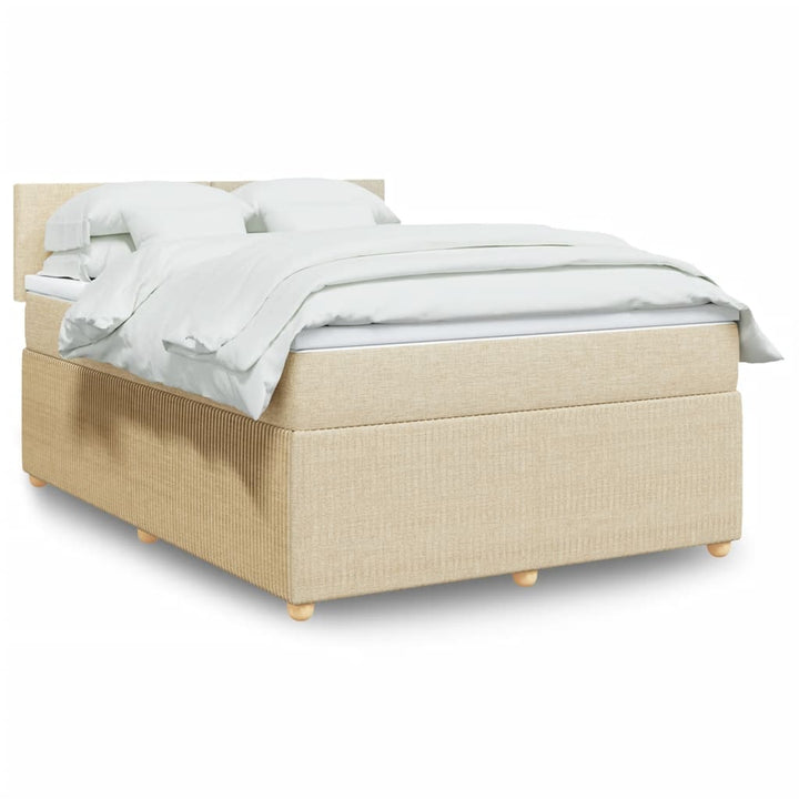 Boxspringbett mit Matratze Creme 140x190 cm Stoff