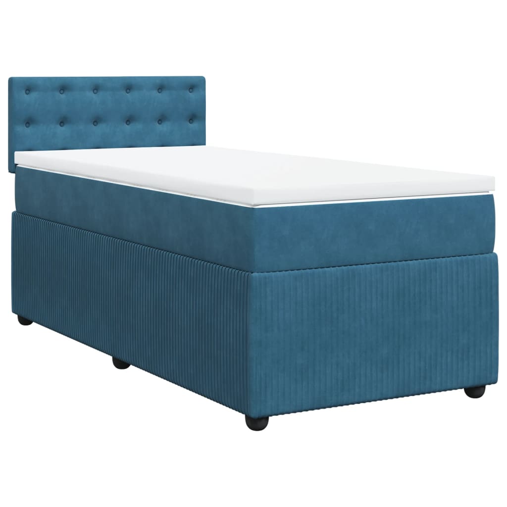 Boxspringbett mit Matratze Blau 90x190 cm Samt