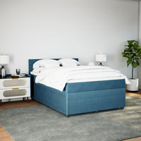 Boxspringbett mit Matratze Blau 140x190 cm Samt