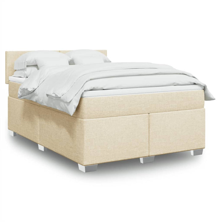 Boxspringbett mit Matratze Creme 140x190 cm Stoff