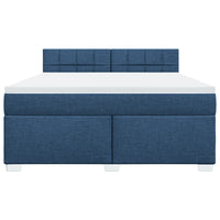 Boxspringbett mit Matratze Blau 180x200 cm Stoff