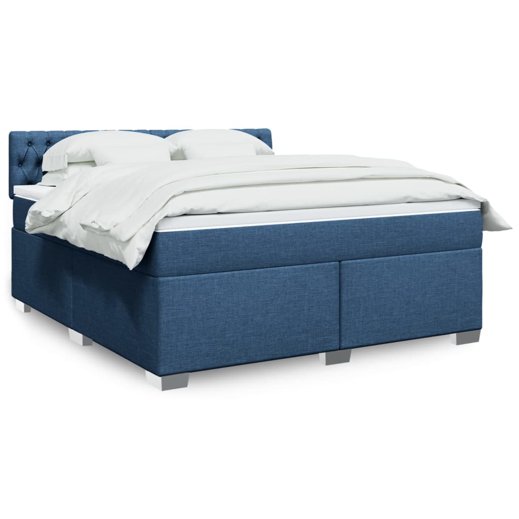 Boxspringbett mit Matratze Blau 180x200 cm Stoff