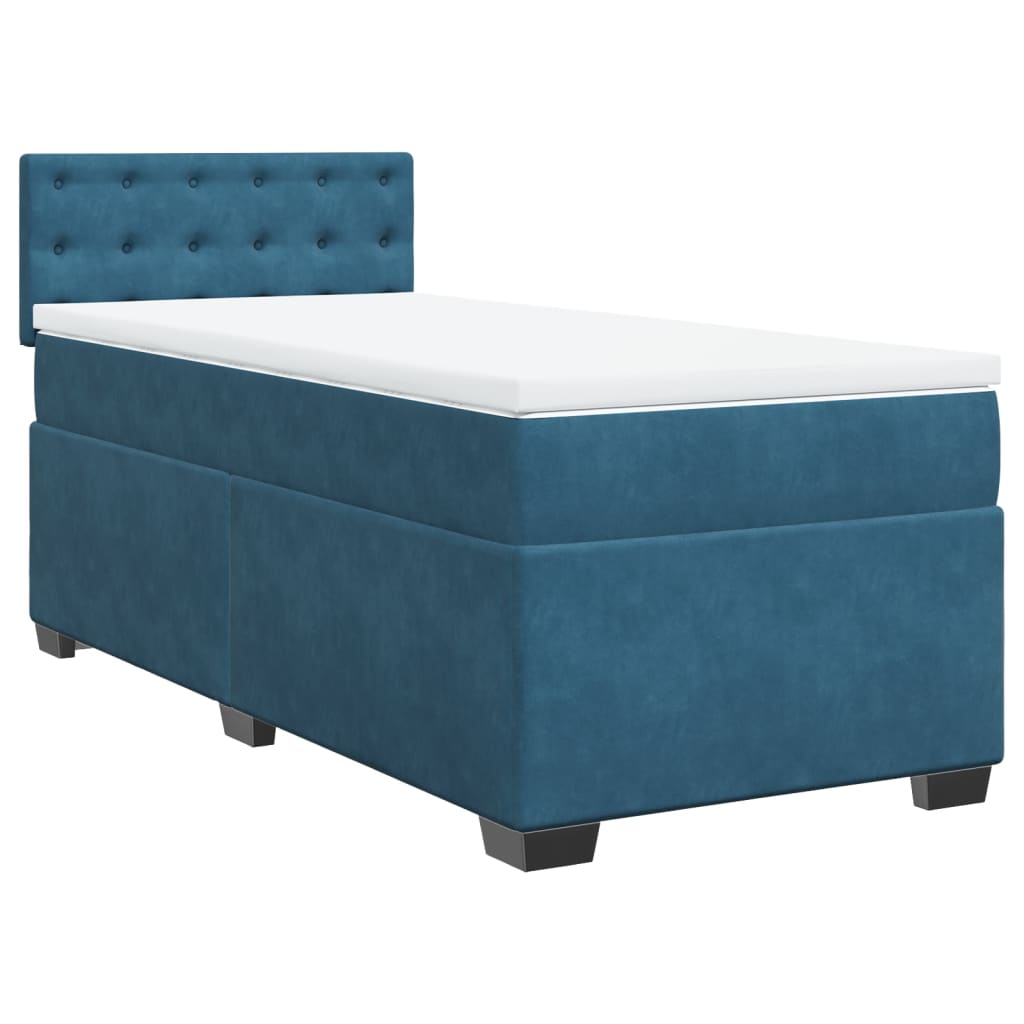 Boxspringbett mit Matratze Blau 90x190 cm Samt