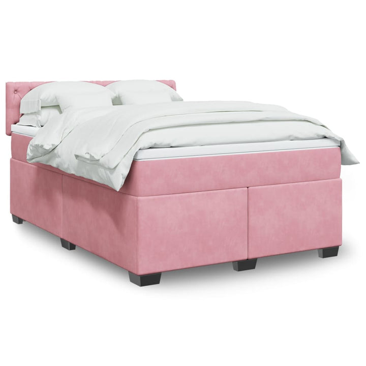 Boxspringbett mit Matratze Rosa 140x200 cm Samt