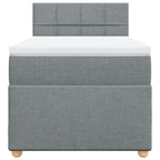 Boxspringbett mit Matratze Hellgrau 100x200 cm Stoff