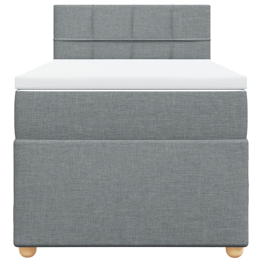 Boxspringbett mit Matratze Hellgrau 100x200 cm Stoff