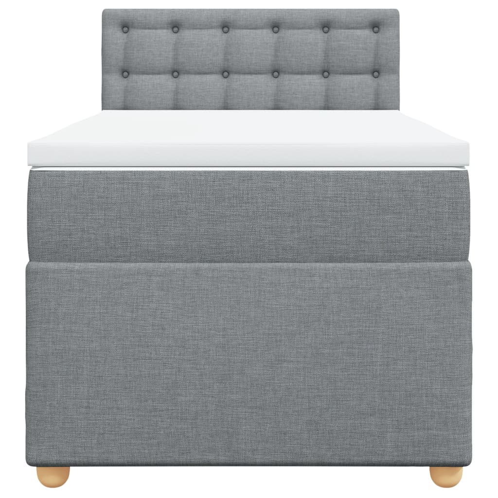Boxspringbett mit Matratze Hellgrau 100x200 cm Stoff