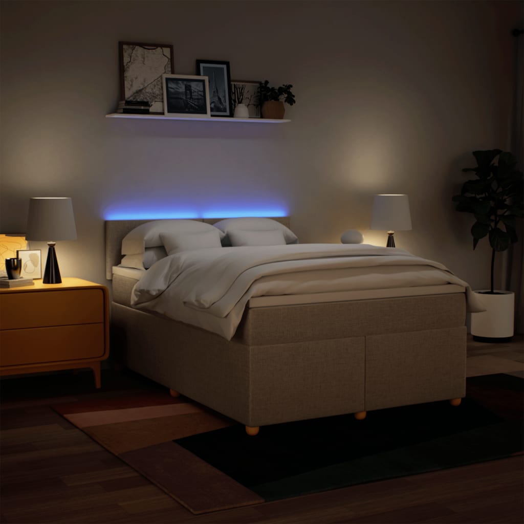 Boxspringbett mit Matratze Creme 140x190 cm Stoff