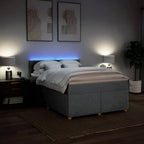Boxspringbett mit Matratze Hellgrau 140x190 cm Stoff