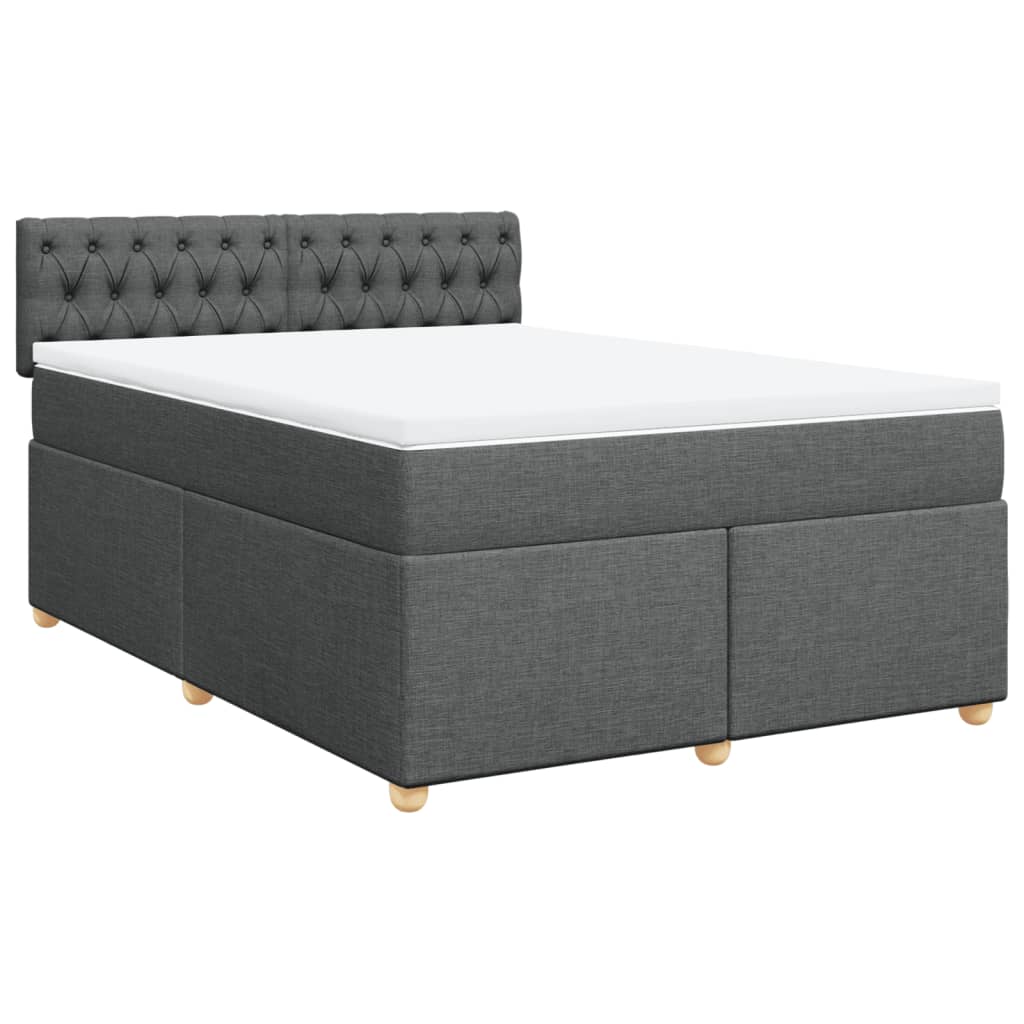 Boxspringbett mit Matratze Dunkelgrau 140x190 cm Stoff