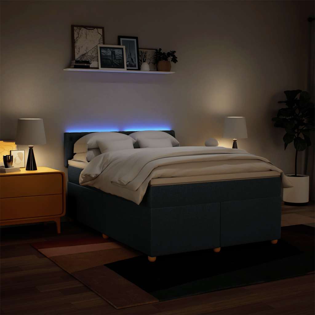 Boxspringbett mit Matratze Blau 140x190 cm Stoff