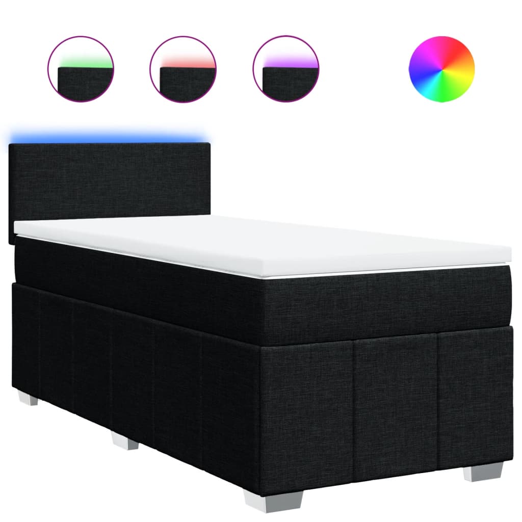 Boxspringbett mit Matratze Schwarz 100x200 cm Stoff