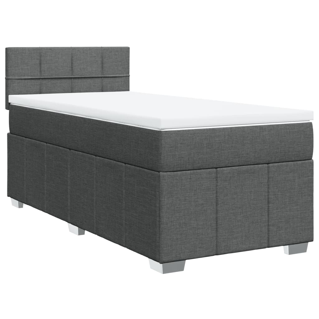 Boxspringbett mit Matratze Dunkelgrau 100x200 cm Stoff