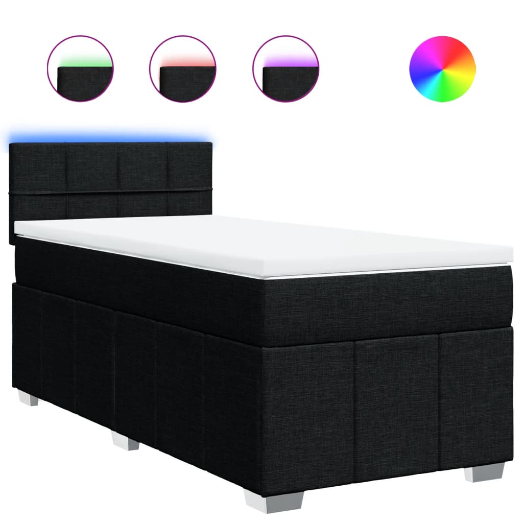 Boxspringbett mit Matratze Schwarz 100x200 cm Stoff