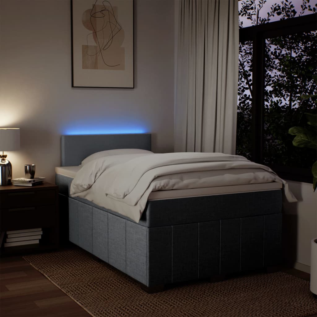Boxspringbett mit Matratze Hellgrau 120x200 cm Stoff
