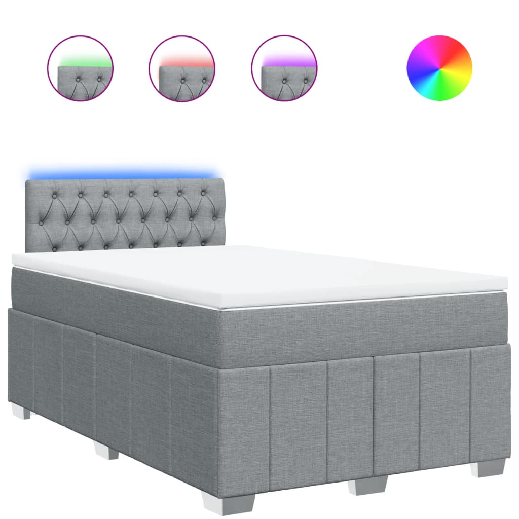 Boxspringbett mit Matratze Hellgrau 120x200 cm Stoff