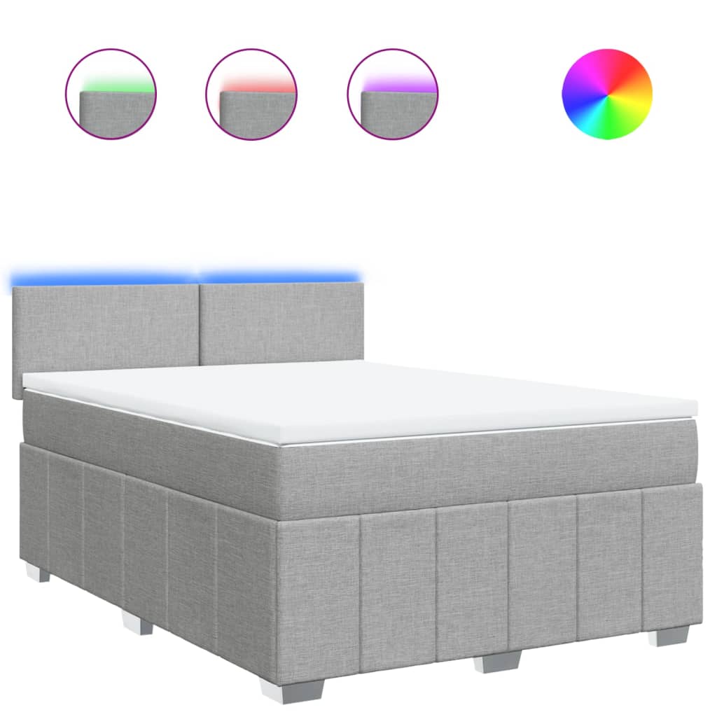 Boxspringbett mit Matratze Hellgrau 140x190 cm Stoff