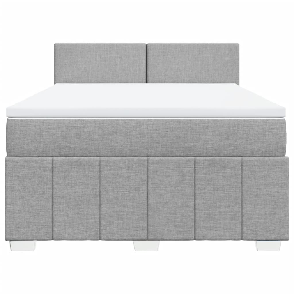 Boxspringbett mit Matratze Hellgrau 140x190 cm Stoff