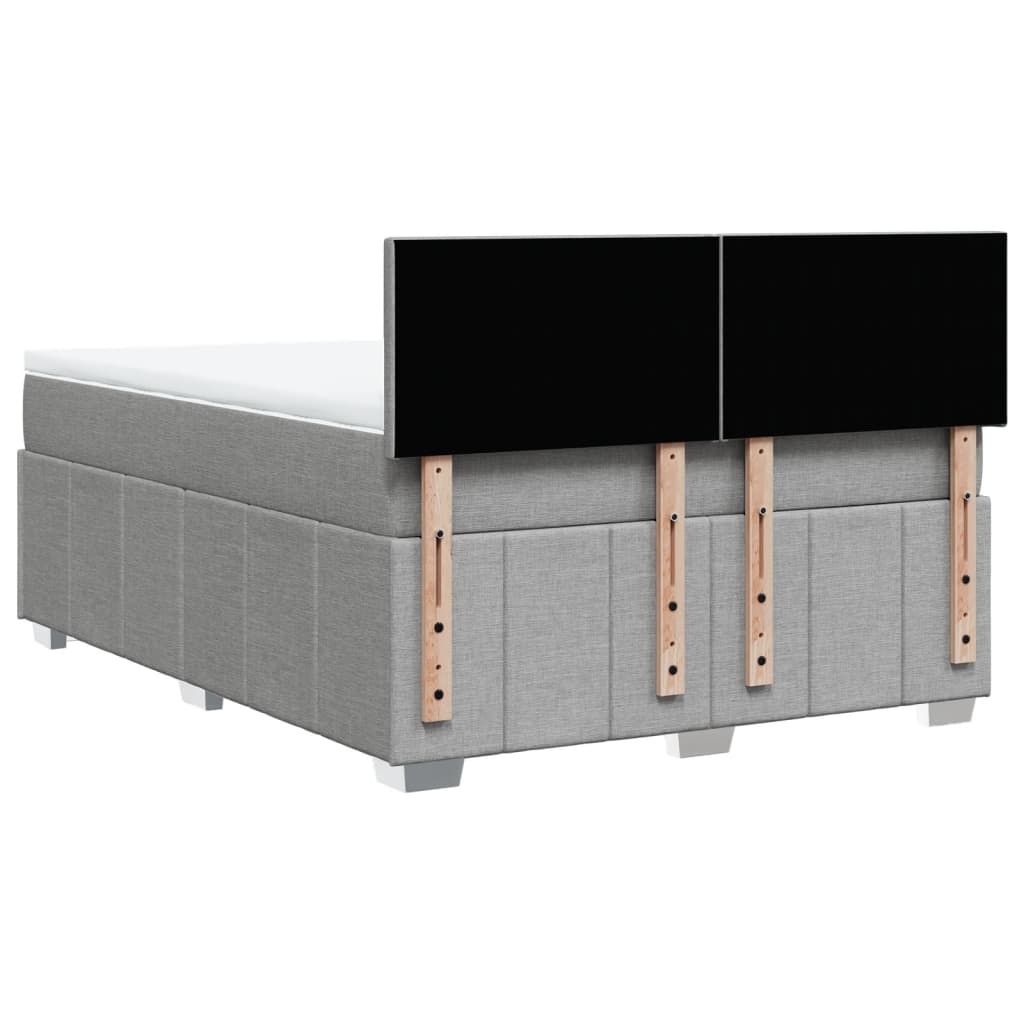 Boxspringbett mit Matratze Hellgrau 140x190 cm Stoff