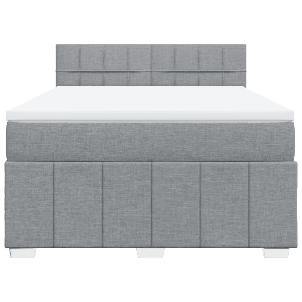Boxspringbett mit Matratze Hellgrau 140x190 cm Stoff