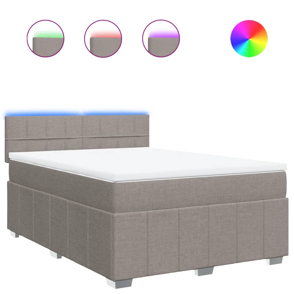 Boxspringbett mit Matratze Taupe 140x190 cm Stoff