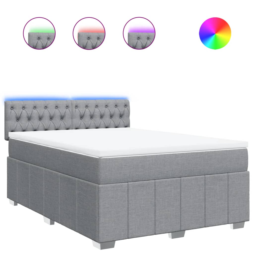 Boxspringbett mit Matratze Hellgrau 140x190 cm Stoff