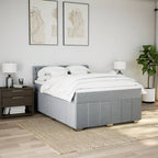 Boxspringbett mit Matratze Hellgrau 140x190 cm Stoff