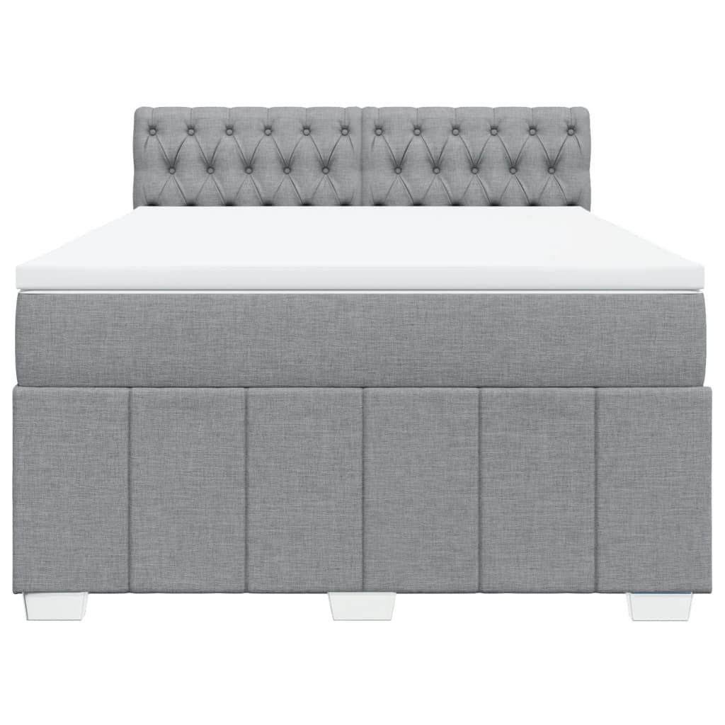 Boxspringbett mit Matratze Hellgrau 140x190 cm Stoff