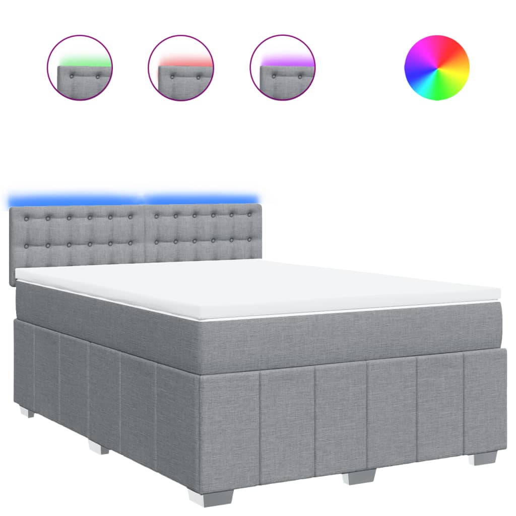 Boxspringbett mit Matratze Hellgrau 140x190 cm Stoff