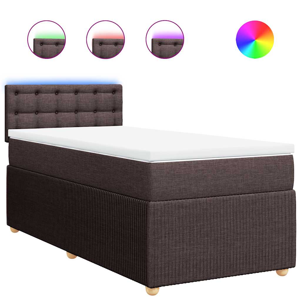 Boxspringbett mit Matratze Dunkelbraun 80x200 cm Stoff
