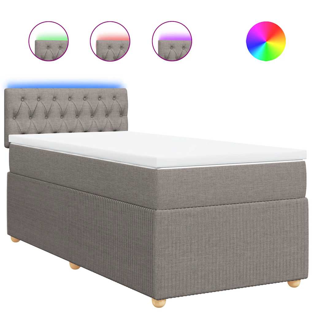 Boxspringbett mit Matratze Taupe 100x200 cm Stoff
