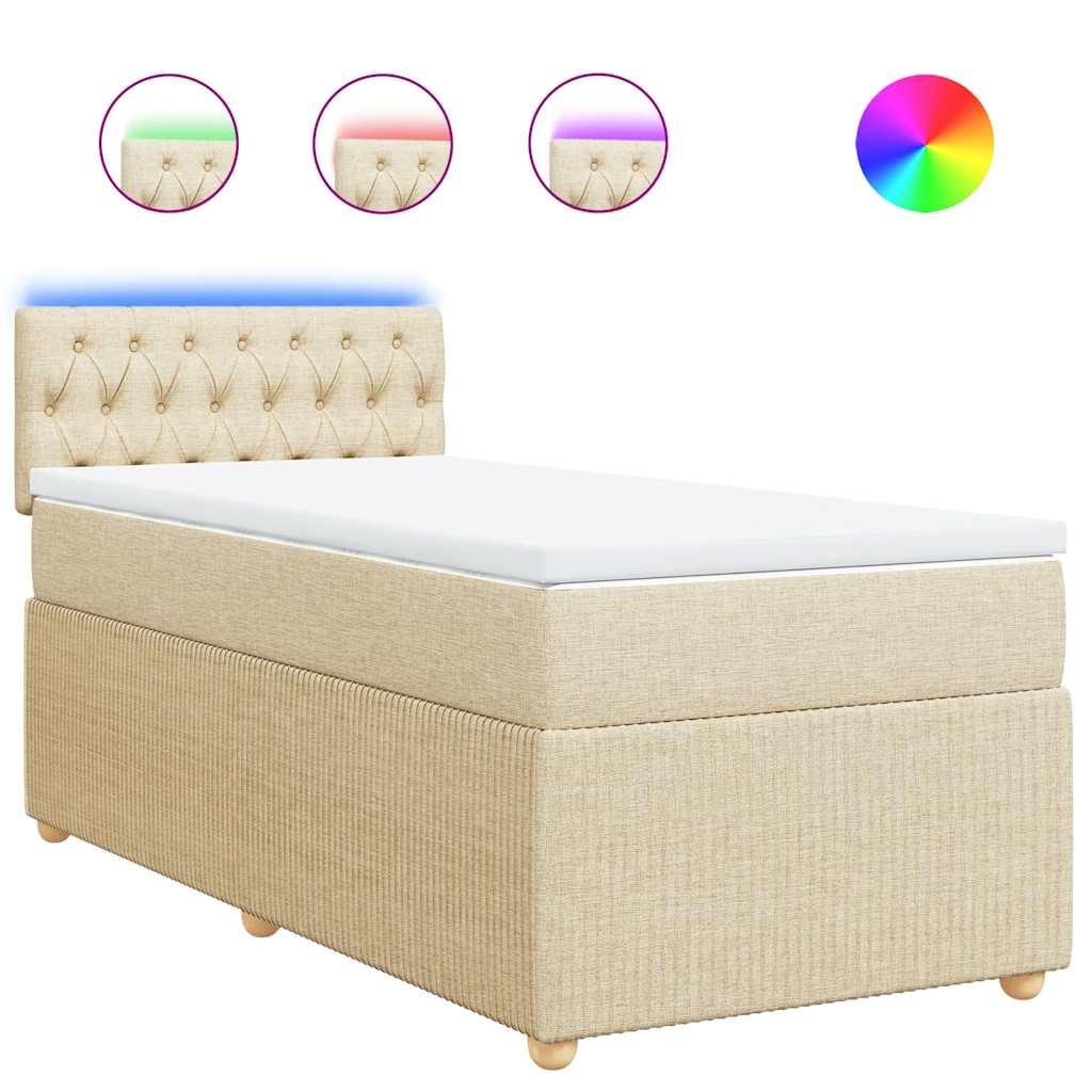 Boxspringbett mit Matratze Creme 100x200 cm Stoff