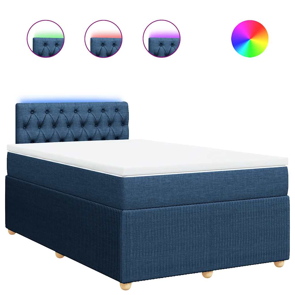 Boxspringbett mit Matratze Blau 120x190 cm Stoff