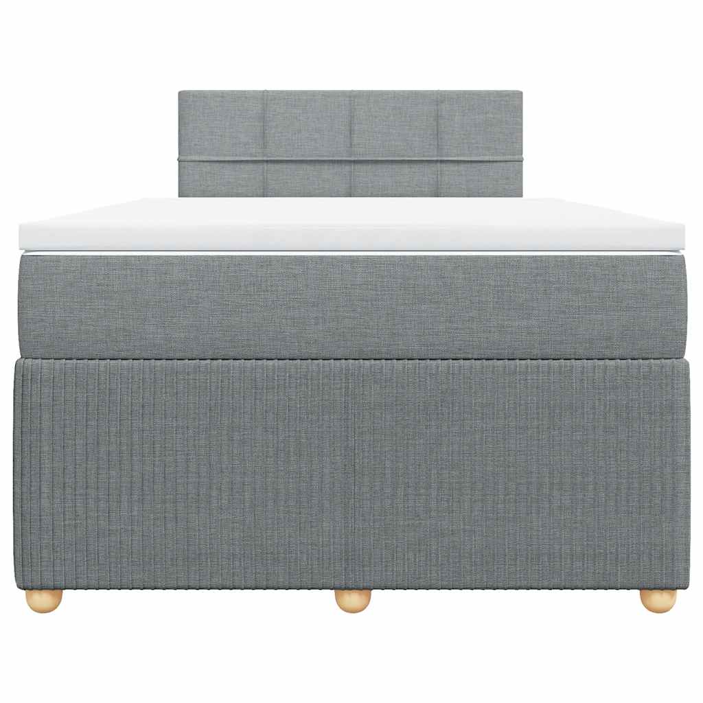 Boxspringbett mit Matratze Hellgrau 120x200 cm Stoff